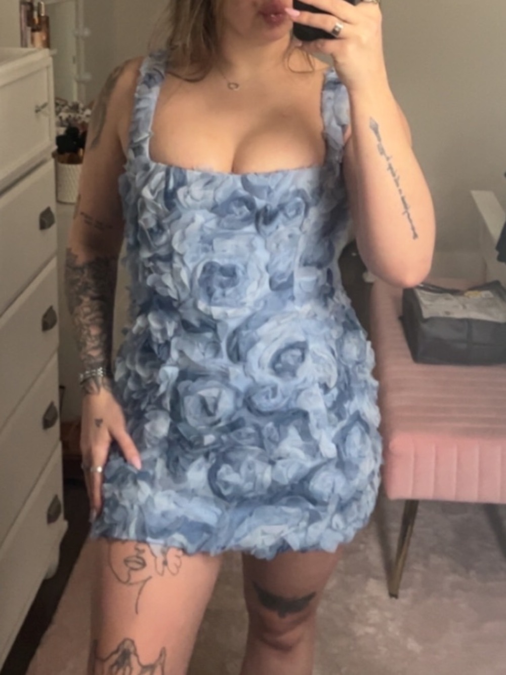Oh Polly Blue Floral Mini Dress
